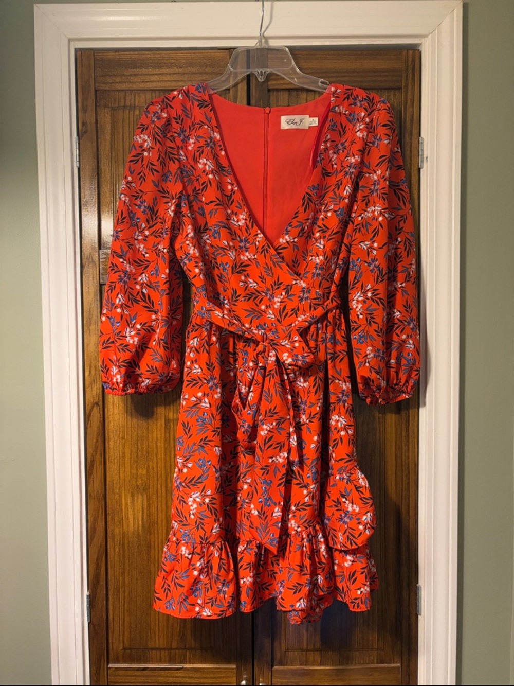 Eliza J Red Floral Orange Dress